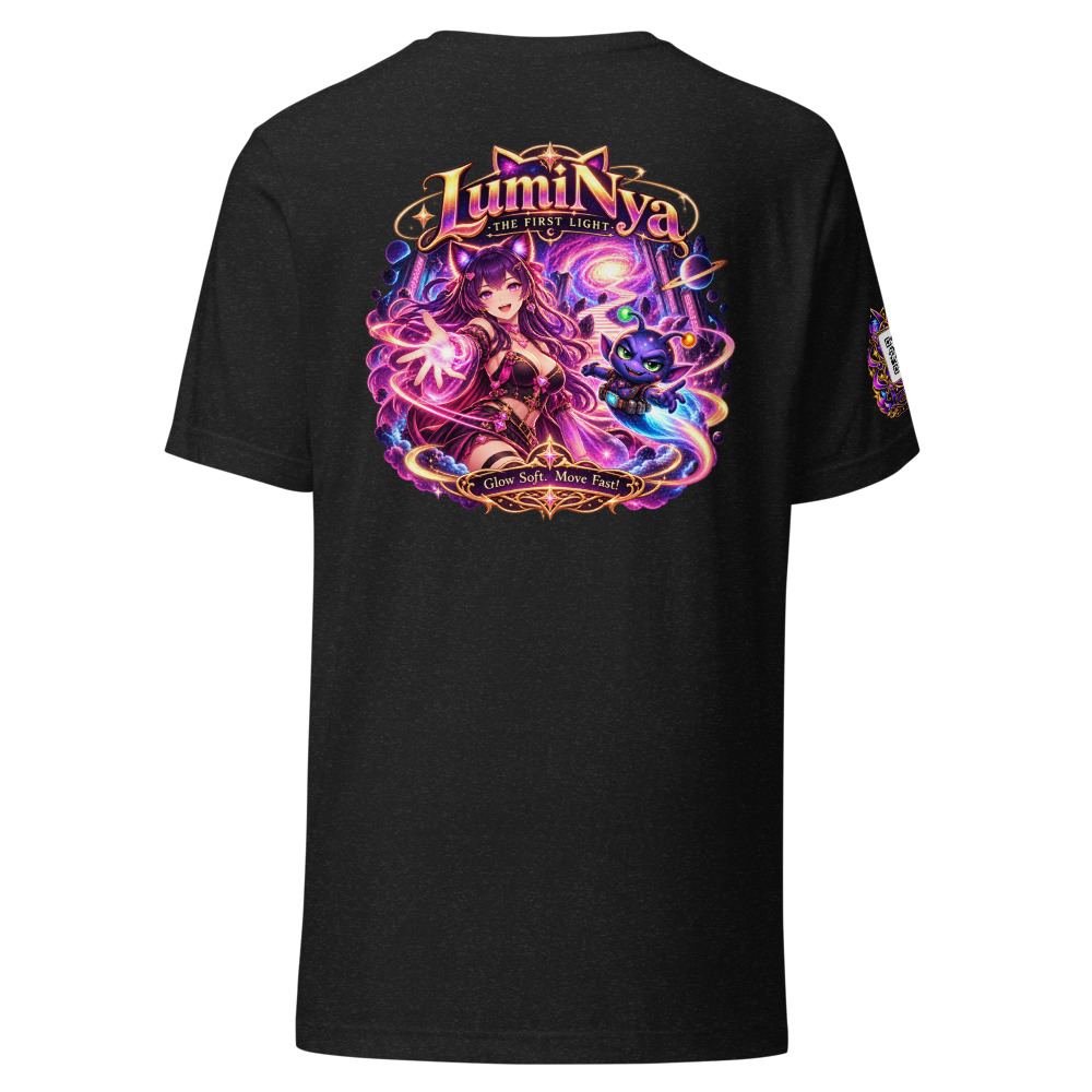 LumiNya Originals | The First Light Graphic Tee — Black Heather — Back