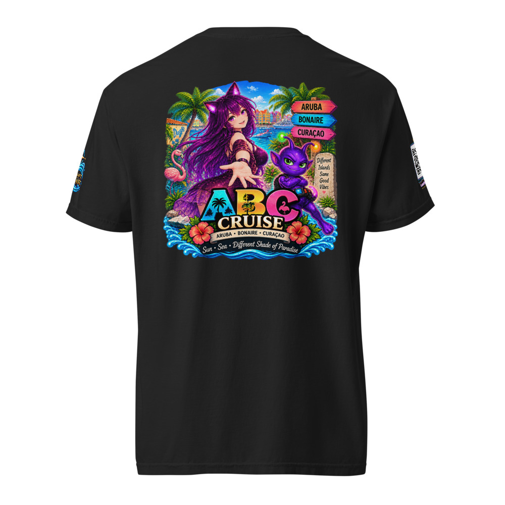 LumiNya Cruise | ABC Islands Graphic Tee - Comfort Colors — Black — Back