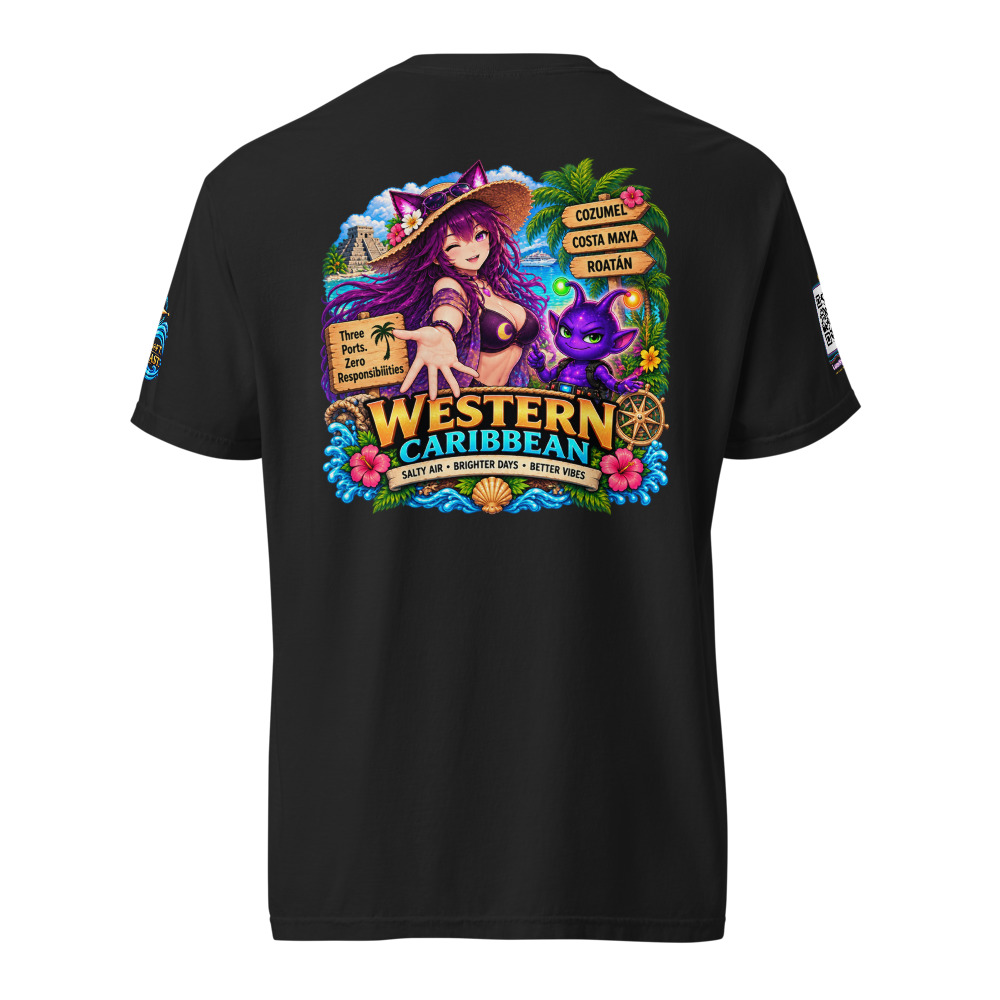 LumiNya Cruise | Western Caribbean Graphic Tee - Comfort Colors — Black — Back