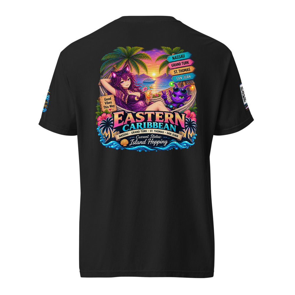 LumiNya Cruise | Eastern Caribbean Graphic Tee - Comfort Colors — Black — Back