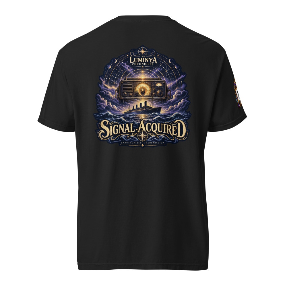 LumiNya Chronicles | Signal Acquired Graphic Tee - Comfort Colors — Black — Back