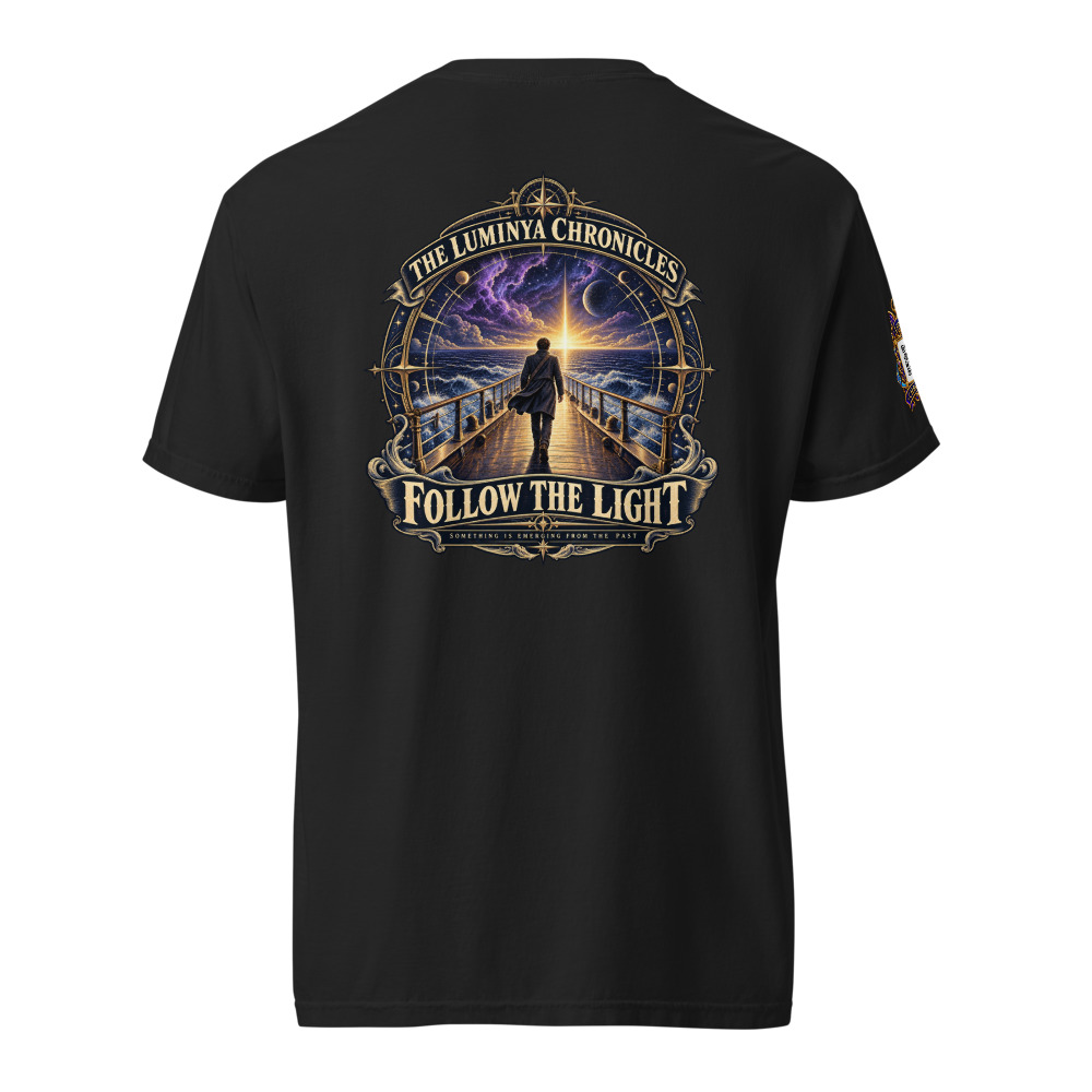 LumiNya Chronicles | Follow the Light Celestial Edition Graphic Tee - Comfort Colors — Black — Back