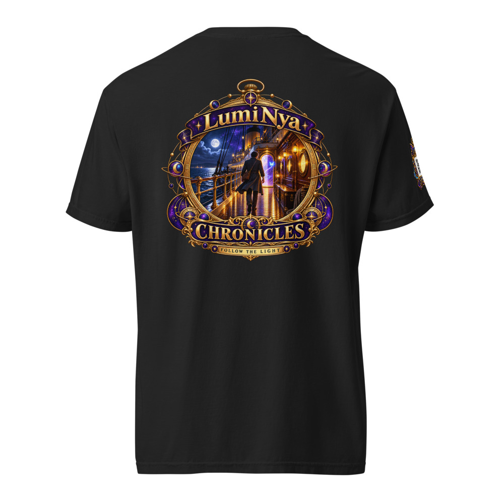 LumiNya Chronicles | Follow the Light Graphic Tee - Comfort Colors — Black — Back